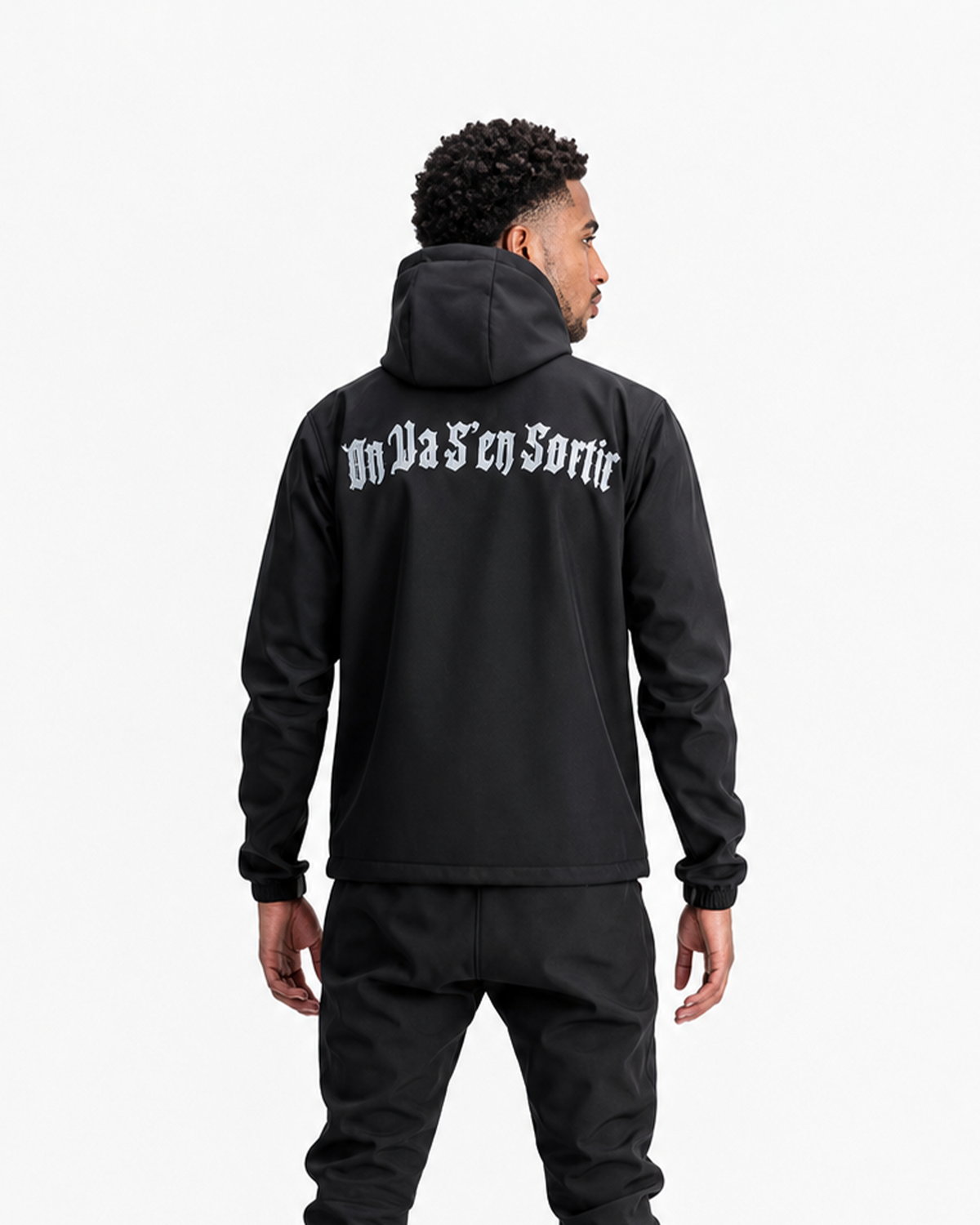 Ensemble Sombre noir OVSS, porté de face