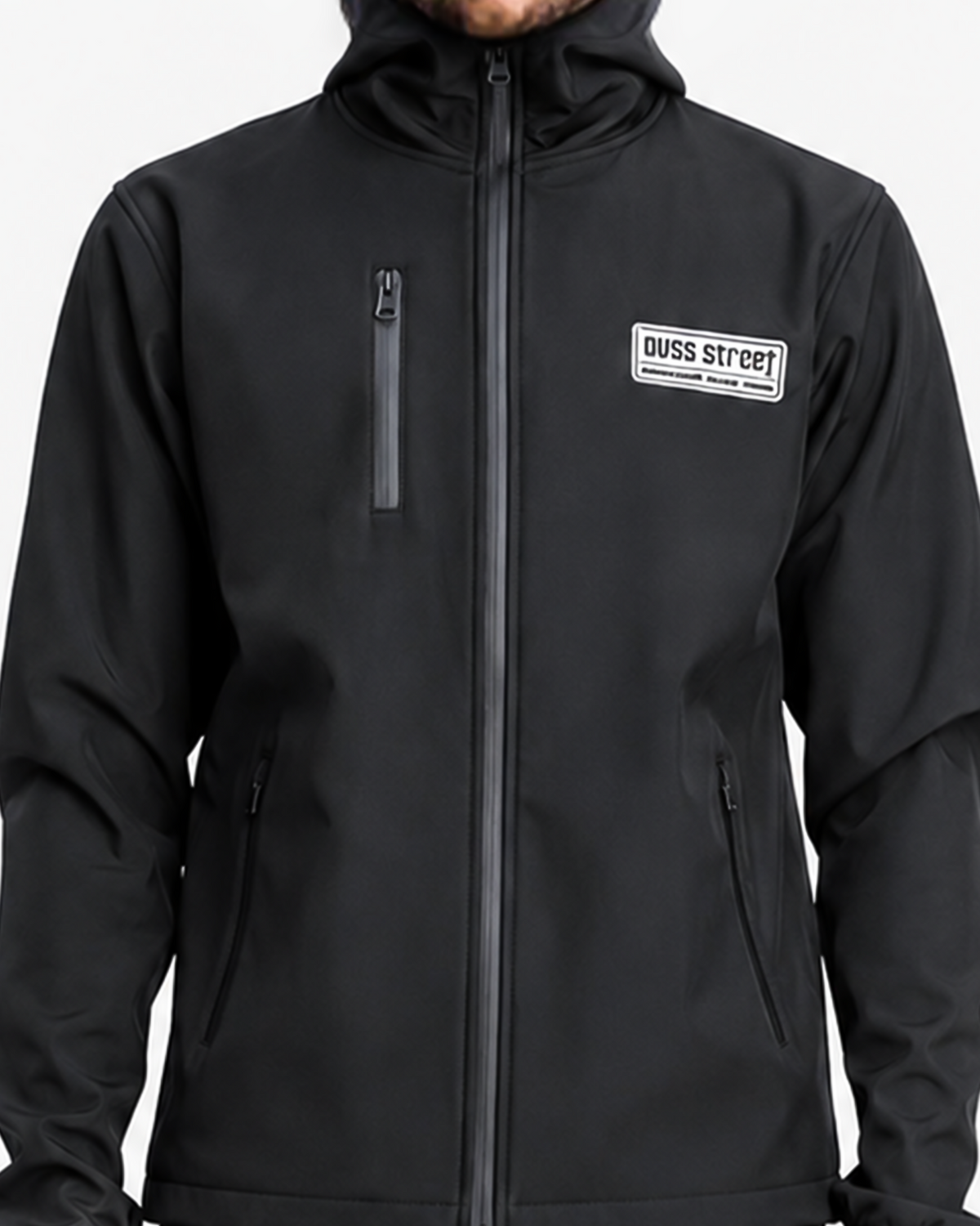 Ensemble Sombre noir OVSS, détail de la matière et des finitions