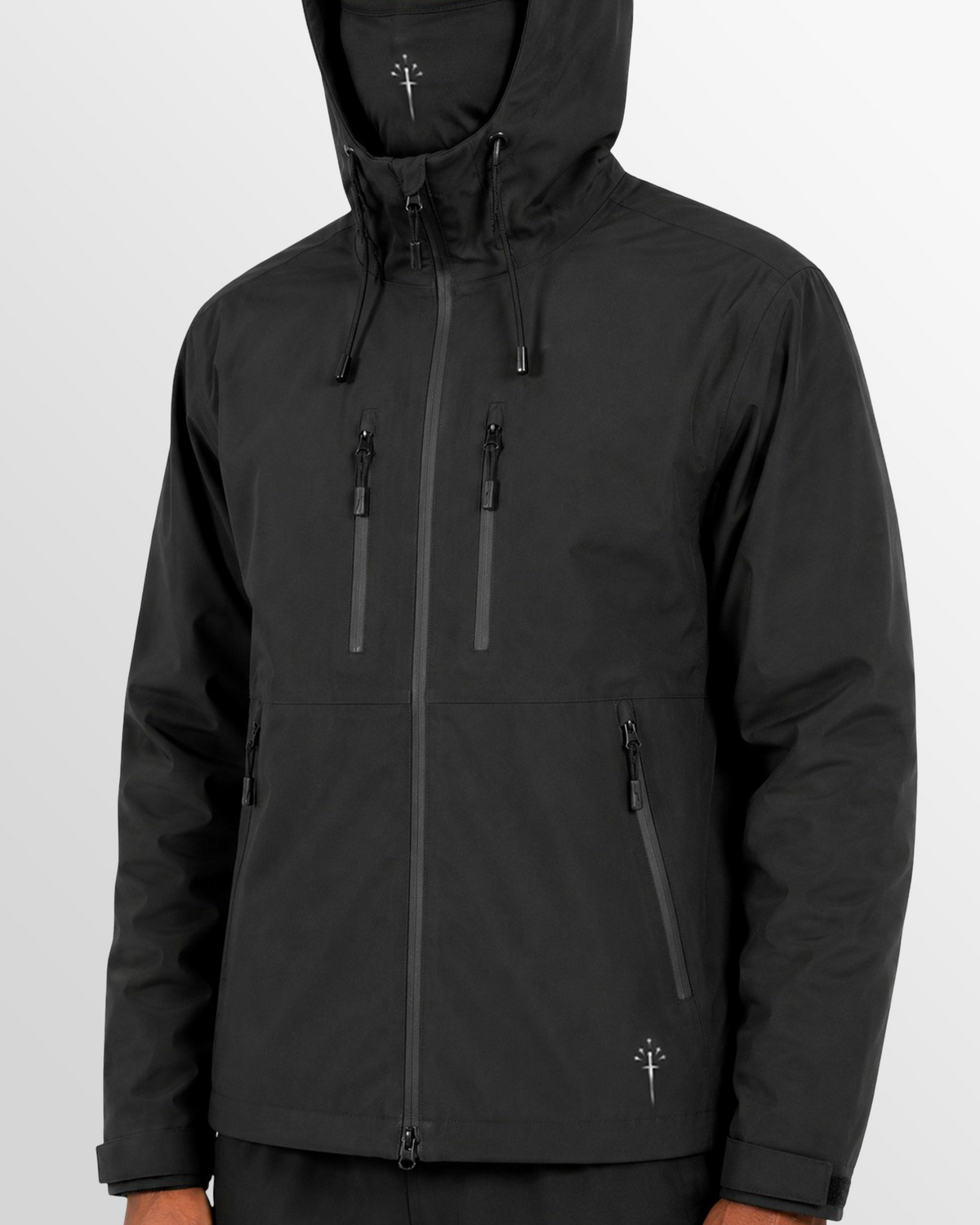 Veste Ninja noir/gris OVSS, portée de face